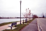 Looking west, downstream on the Rainy River, from in front of the old Russel location.